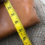 90s vintage Vegan leather magnetic closure caramel brown clutch bag purse wallet Photo 3