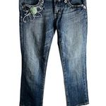 Miss Me Thick Stitch Embellished Floral Denim Capris Photo 0