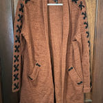 Nic+Zoe  burnt orange cardigan sweater with lace-up detail size L Photo 0