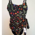 Hutch NWT Anthropologie Zenna Ruched One Piece Swimsuit Black Garden Floral XS Photo 5