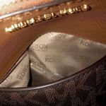 Michael Kors Tan Leather & MK Monogram Brown Coated Canvas Ipad Backpack NWT Photo 14