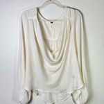 Free People Cream Drape Bishop Sleeve Oversized Blouse Sz M Photo 0