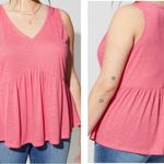 Torrid Pink Sleeveless V-Neck Peplum Top Plus Size Blouse Tank Crochet Trim NEW Photo 3