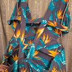 Tori Praver Tropical Gray Bird Of Paradise Cutout Back One Piece Swimsuit XL Photo 3