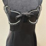 Chic Black satin Babydoll Dress with Bow Detail Size M Photo 4