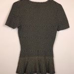 Torn By Ronny Kobo Women’s Knit Gold Metallic Black Lurex Peplum Hem Blouse Photo 4