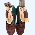 Maliparmi Women’s Brown Green Suede Boots Size 7 Italy Low Heel Ankle Booties Photo 10