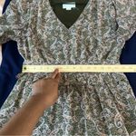 Love Riche  Chiffon Olive Paisley Ruffle Long Sleeve‎ Peasant Tiered Maxi Dress M Photo 14