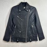 Avec Les Filles Anthropologie XXS 00 Moto Zip Jacket Black Oversized Leather Photo 9