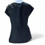 Yoana Baraschi Silk Beaded Asymmetrical Black Blouse Photo 2