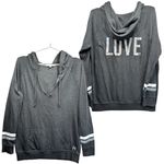 Victoria's Secret Victoria’s Secret Iridescent Love Rhinestone Sleeve Gray Hoodie Sweatshirt Small Photo 1