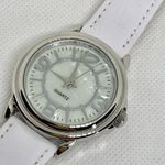 Women wrist watch Quartz analog silver tone 37mm round mother pearl running Photo 1