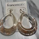 Francesca’s Acrylic Resin Dried Floral Flower Tear Drop Earrings Photo 2