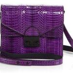 Loeffler Randall snakeskin embossed purple leather crossbody bag NWT Photo 0