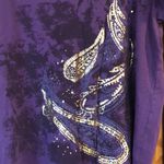 a.n.a  Purple Gold Foil Paisley Print Tee 1X Photo 1