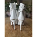 Burberry  Italy White Leather Peep Toe Slouch Booties Stiletto Heels Photo 3