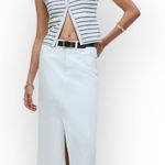 Madewell Split-Crewneck Cardigan Tank Women's XXS White Black Striped NWT Photo 0