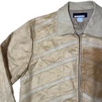 Vintage Faux Suede and Leather Full Zip Long Jacket Beige Cream plus size 3XL Yellow Photo 2