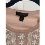 J Crew Womens XS Pink Merino Wool A Line Sweater Embroidery Clean Girl Grandma Photo 4