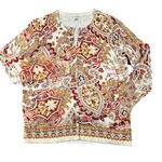Croft & Barrow  Womens Large Paisley Print Round Neck Long Sleeve Cardigan Photo 0