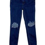 Free People  Dark Wash Destressed Highrise Skinny Ankle Jeans Size 27 Regular Photo 0