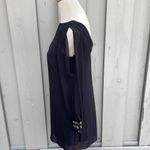 A Byer A.Byer Sheer Black Mini Dress with Long Sleeve Cold Shoulder Sequin Cuff Sz.S Photo 3