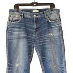 Moussy Vintage Howa Distressed Straight Leg Frayed Hem Cropped Jeans, Sz 32 Blue Photo 4
