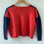 C By Bloomingdales Red/Blue Long Sleeve Cashmere Sweatshirt Red Size M Photo 1