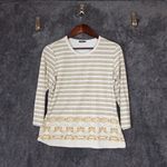 J. McLaughlin  Gold Chain Pattern Long Sleeve Top Catalina Cloth Equestrian Large Photo 2