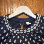 Old Navy  blue printed embroidered neckline blouse size small Photo 6