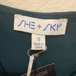 She & Sky Emerald Green Satin Tie-Front Top - S Photo 3