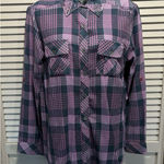 O'Neill  Long Sleeve Shirt Pink/Gray‎ Plaid Size Medium Button Up Studs Photo 0