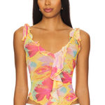 Jaded London New  Frilled Asymmetric Top in Yellow Floral Photo 0