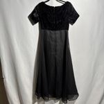 VTG 90s Stage Accents Black Velvet Midi Dress Short Sleeve Formal Event 4 Goth Black Photo 1