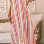 The Lace Daisy NEW Colorful Striped Spaghetti Strap Handkerchief Hem Maxi Dress Size Large Photo 5