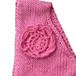 Handmade  Knitted Pink Sleeveless Sweater Vest With Flower Large Photo 2