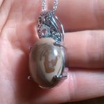 Venus Jasper and Sky Blue Topaz Stainless Steel Pendant Necklace Photo 7