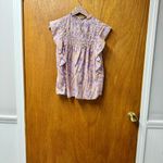 Love the Label Josepha Printed Smocked Short Sleeve Blouse Top Lavender XS Purple Photo 14