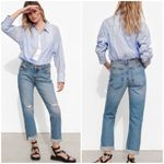 ZARA NWT  Relaxed Fit Low Rise Ankle Length Comfort Distressed Jeans Size 8 Photo 1