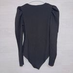 H&M  Women's Black Long Sleeve Puff Shoulder Keyhole Cutout Bodysuit size medium Photo 5