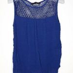 ZARA Basic Blue Sleeveless Open Knit Shoulders Top Blouse Size Small S Womens Photo 0