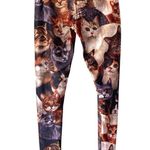 1991 INC Soft Creamy Cat Collage Stretch Leggings size large Cat Lady Brown Photo 4