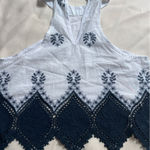 White and Navy Embroidered Sleeveless Top Size XS Photo 0