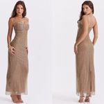 House Of CB NWOT  'Alondra' Cafe Au Lait Beaded Maxi Dress sz L Photo 8