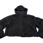 Urban Outfitters  BDG Hooded Cropped Teddy Jacket Size Small Black Cozy Basic Photo 2