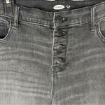 Old Navy High Rise Flare Button Fly Ankle Jean Black distressed Size 10 Photo 3