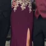 Maroon/Gold Prom Dress Size 2 Photo 0