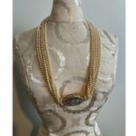 Faux Pearl and Studded Faux Diamond Costume Jewelry Necklace White Photo 0
