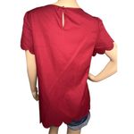 SheIn  Maroon Professional Lightweight Scalloped Short Sleeve Blouse Photo 4