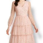 Rachel Parcell  Pastel Pink Gold Metallic Glitter Star Tulle Dress Tiered Skirt Photo 0